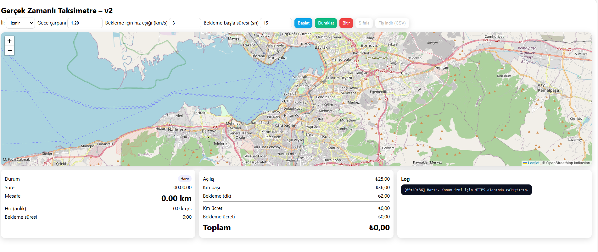 Taksimetre Uygulama Ücretsiz